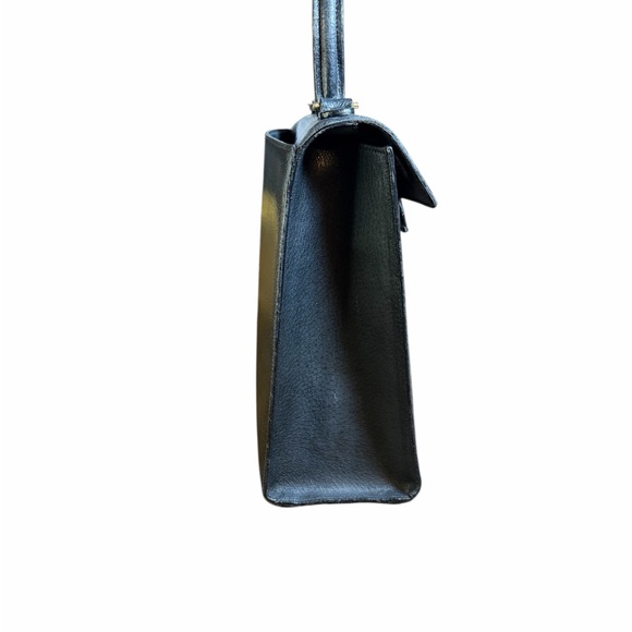 Vintage Valentino Garavani Black Leather Top Handle Bag Satchel - Picture 4 of 8